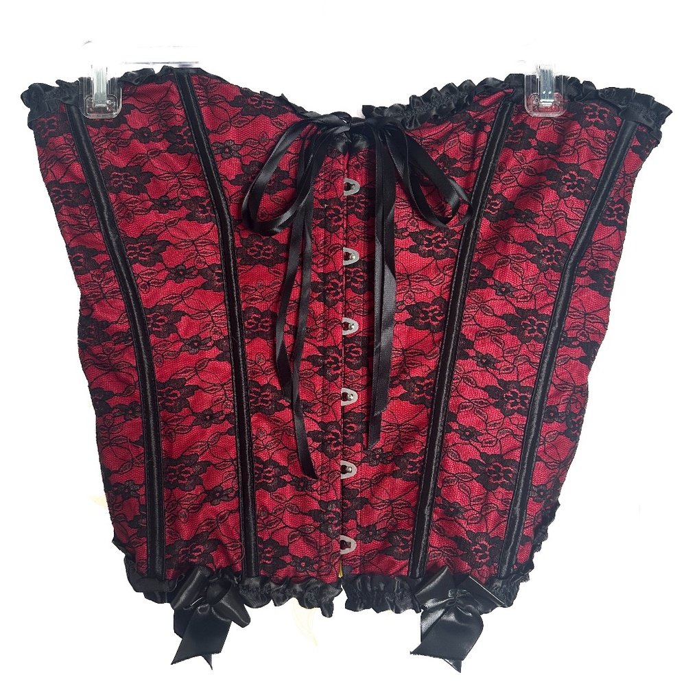 Red and black corset